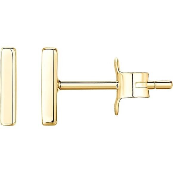 14K Gold Plated Sterling Silver Dainty Earrings - Bar, Heart, Star, Cat, Triangl - Picture 6 of 6